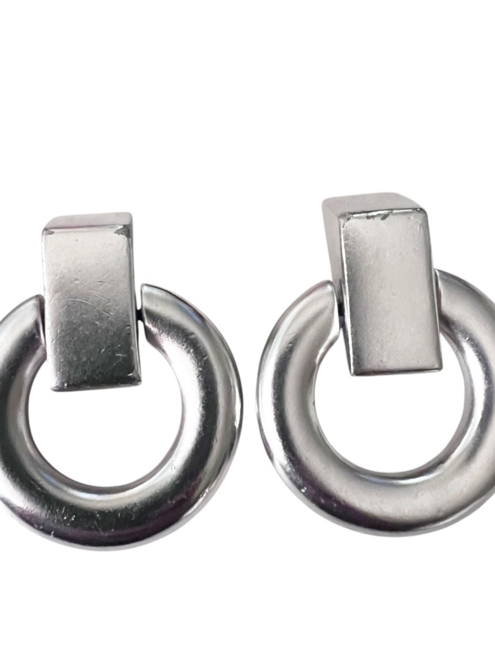 Ben-Amun Silver-Tone Door Knocker Earrings some wear see photos